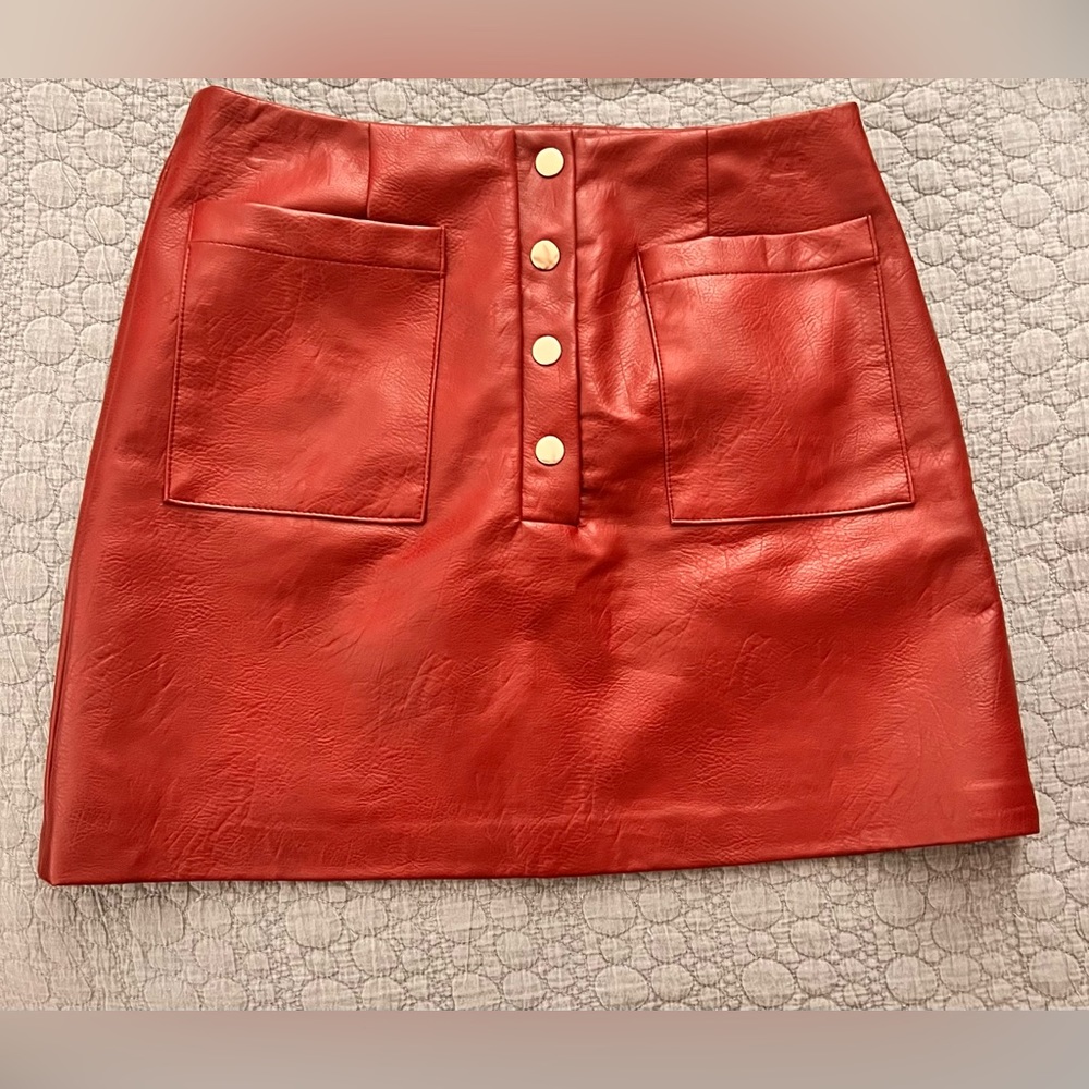 Forever 21 Red Faux Leather Skirt